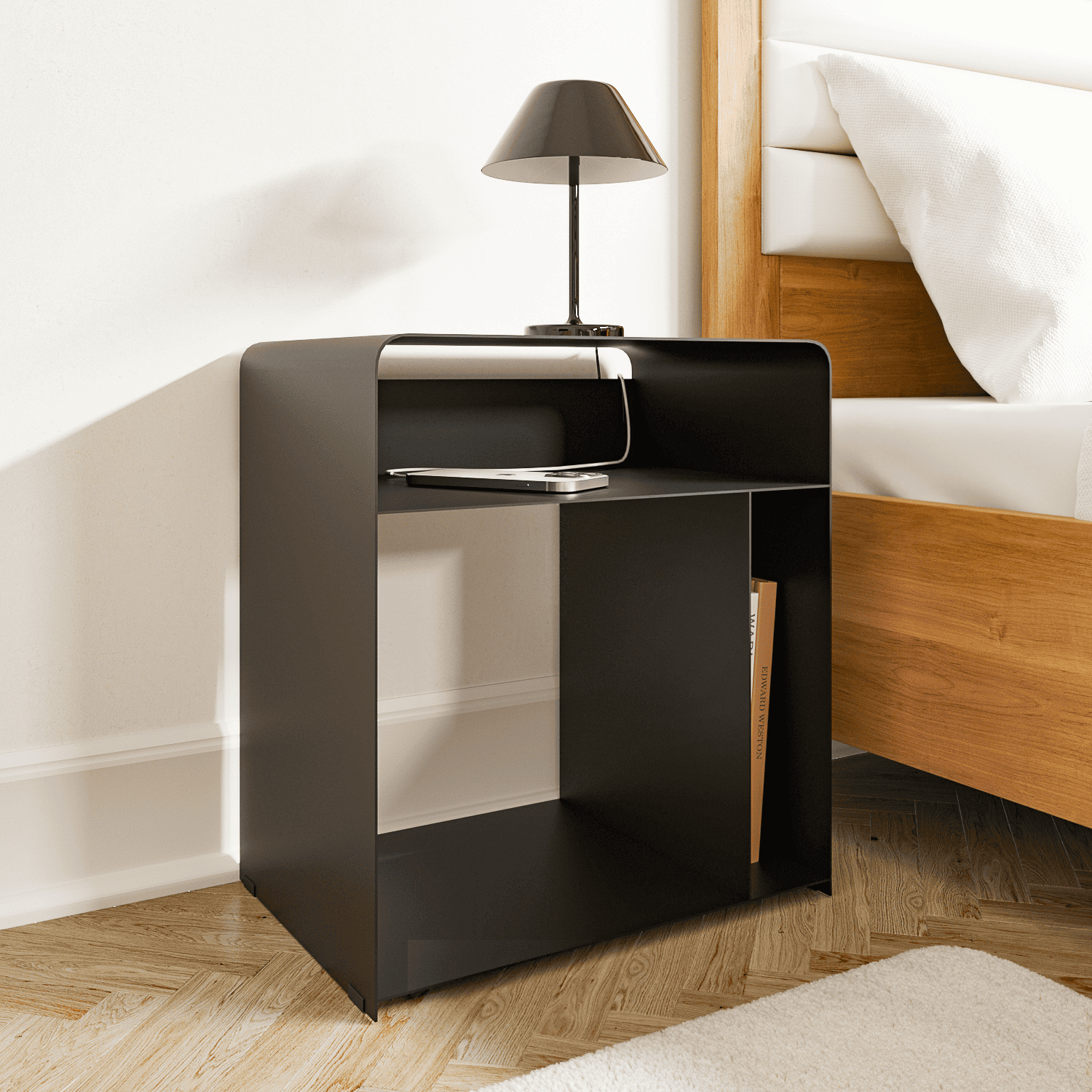 Table de chevet design - ELY - sur pied, noir