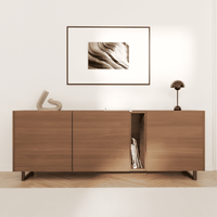 Weite Wohnansicht: Möbelfüße GRAZ in Schwarz, 10 cm hoch, montiert an einem Sideboard