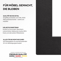 Möbelfüße GRAZ in Schwarz, 10 cm hoch, Qualitätsdetail zu Stahlprofil, Verarbeitung und Oberflächenfinish