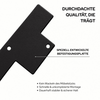 Möbelfüße GRAZ in Schwarz, 10 cm hoch, Detail der stabilen Montageplatte mit Langlöchern