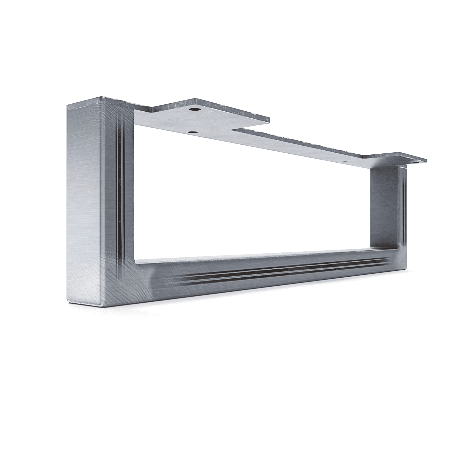 Möbelfüße GRAZ im Industrial-Finish, 10 cm hoch, Nahaufnahme von Metallprofil, Schweißnaht und Oberfläche