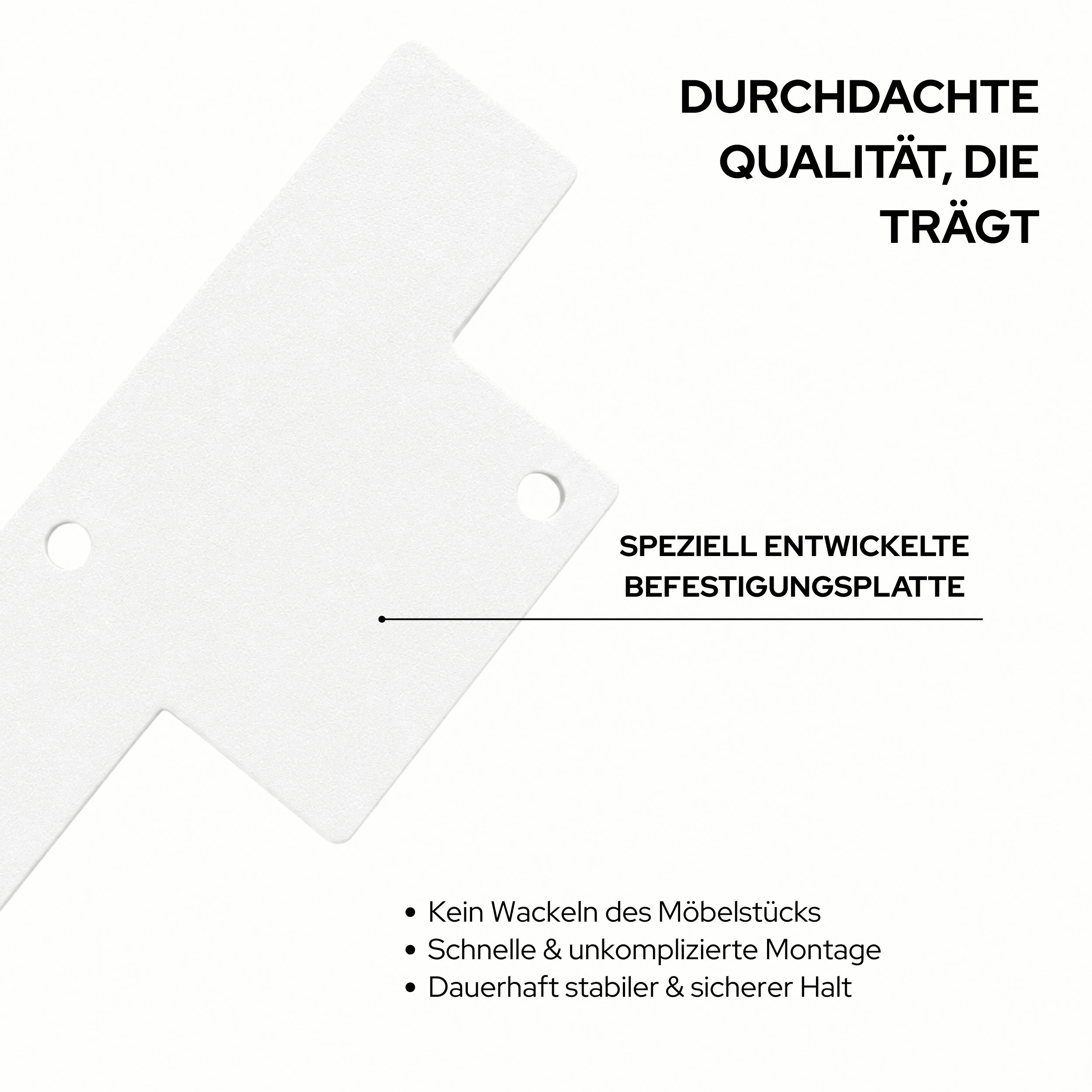 Möbelfüße GRAZ in Weiß, 10 cm hoch, Qualitätsdetail zu Stahlprofil, Verarbeitung und Oberflächenfinish