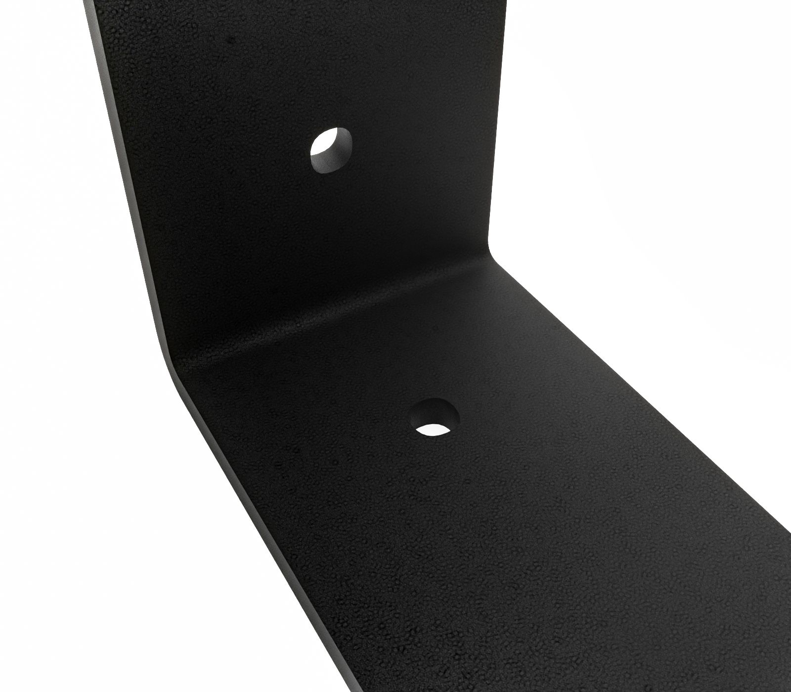 Doppel-Regalhalter HARTENBERG in Schwarz mit zwei Ablageebenen, Nahaufnahme von Eckverbindung, Metallprofil und Oberfläche