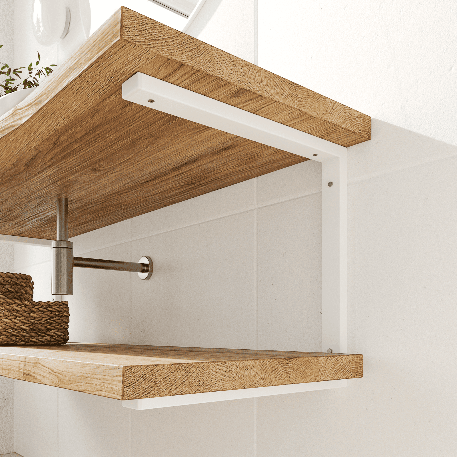 Support double pour meuble vasque - LAHN - en U, blanc