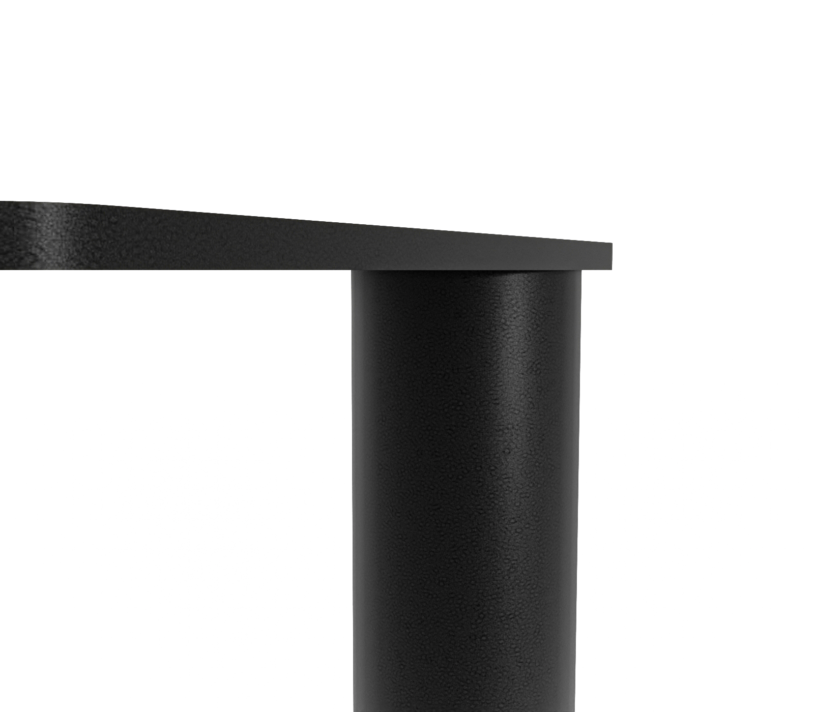 Möbelfüße LINZ in Schwarz aus 25 mm Rundrohr, Detail von Schraublöchern und Metallverbindung