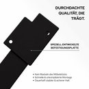 Möbelbeine LUXEMBURG in Schwarz, 20 cm hoch, Nahaufnahme von Metallprofil, Montagebohrung und Verarbeitung