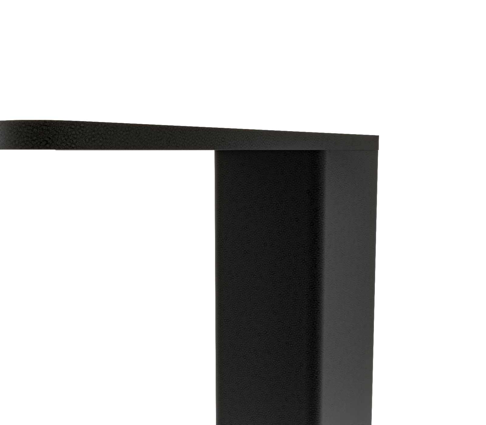 Möbelfüße LUZERN in Schwarz aus 25 × 25 mm Vierkantprofil, Detail von Schraublöchern und Metallverbindung