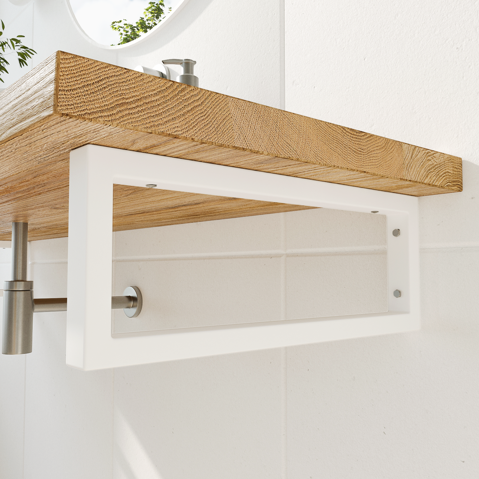 Support pour meuble vasque - RHEIN - hauteur 15 cm, blanc