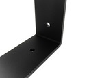 Regalhalterung RIEDBERG in Schwarz, Nahaufnahme von Eckverbindung, Metallprofil und Oberfläche