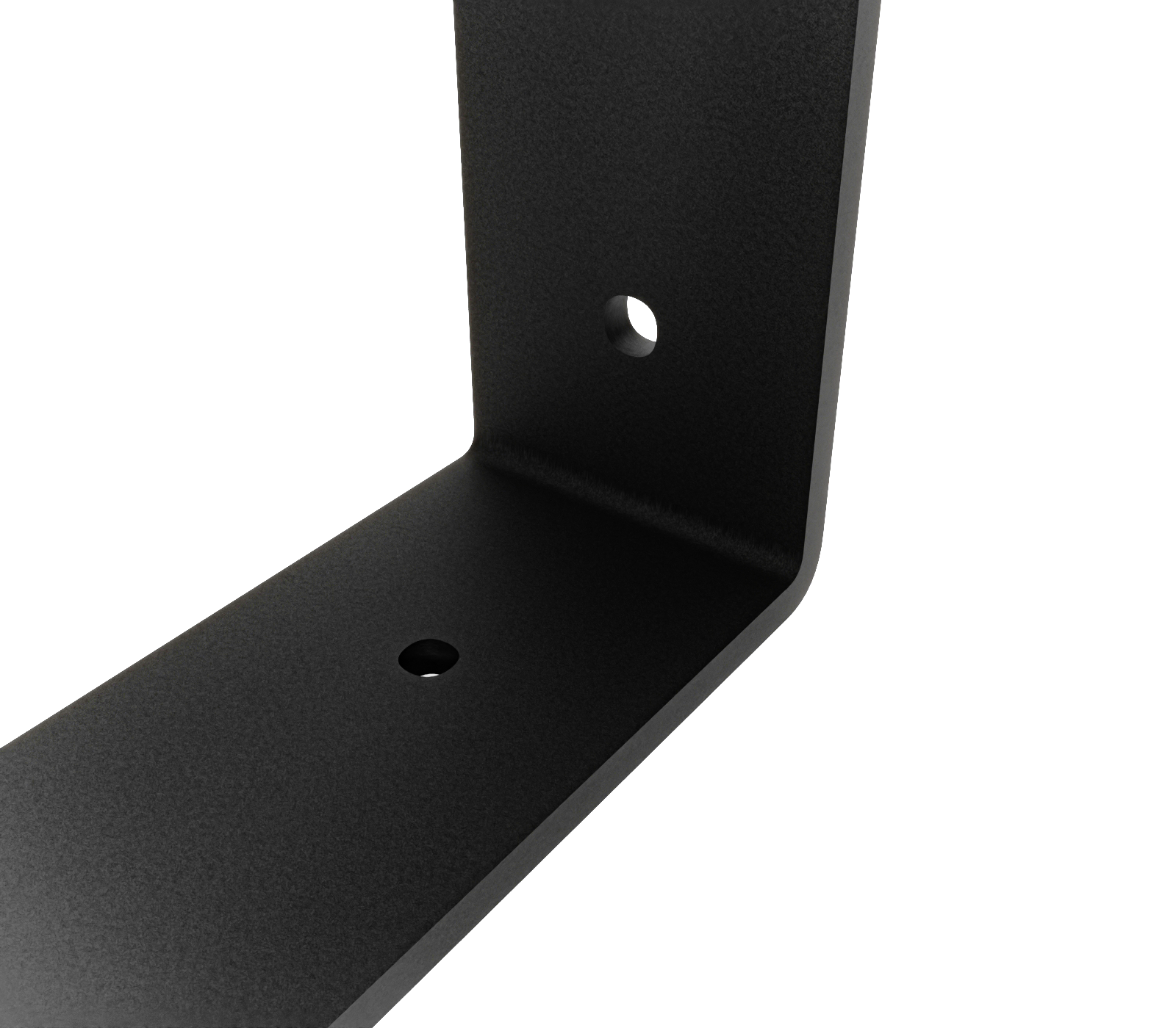 Regalhalterung RIEDBERG in Schwarz, Nahaufnahme von Eckverbindung, Metallprofil und Oberfläche