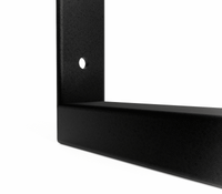 Waschtischhalterung SAAR in Schwarz, 15 cm hoch, Detail von Montagebohrung und Metallverbindung